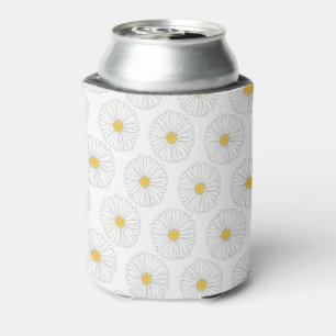 White Yellow Daisy Flower Floral Garden Party Can Cooler