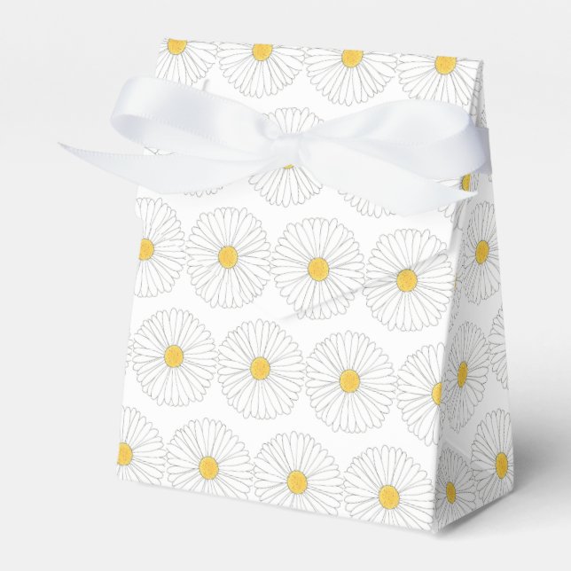 White Yellow Daisy Flower Floral Garden Party Favour Box (Front Side)