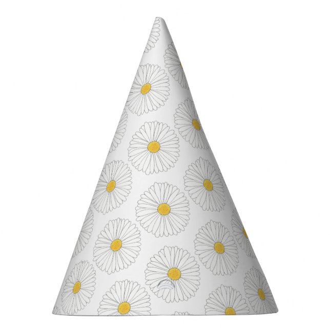 White Yellow Daisy Flower Floral Garden Party Hat (Right)