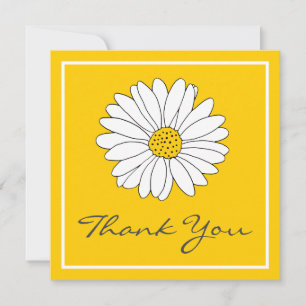 White Yellow Daisy Thank You Card