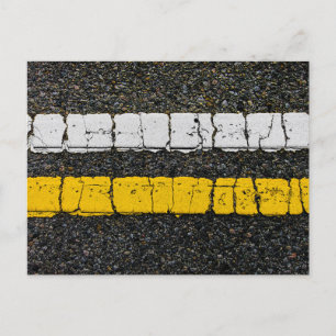 White Yellow Double Line Postcard