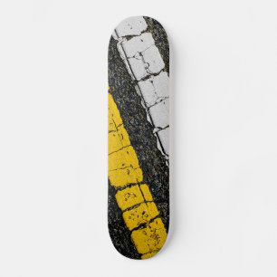 White Yellow Double Line Skateboard