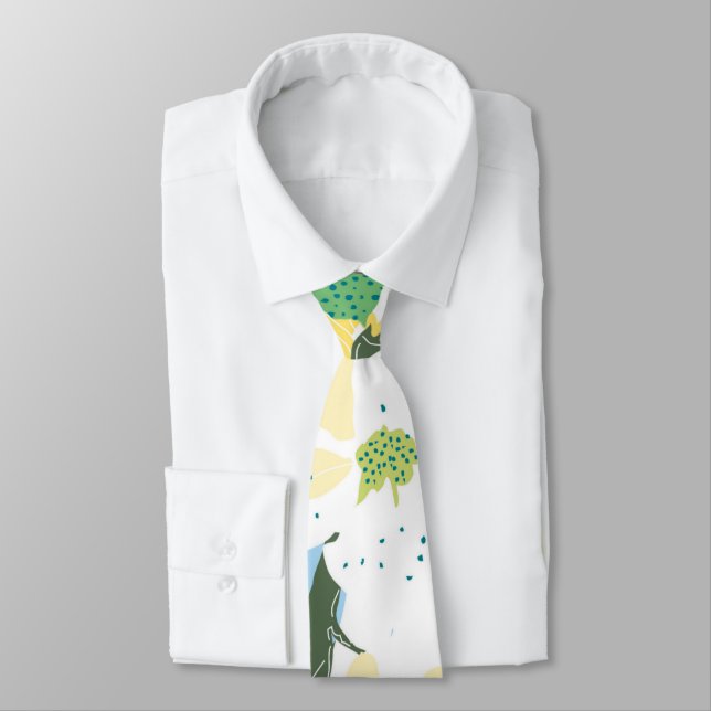 white yellow floral flower sakura neck ties (Tied)