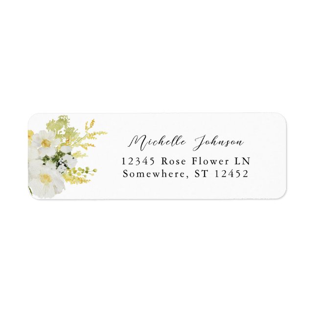 White & Yellow Floral Return Address Label 2 (Front)