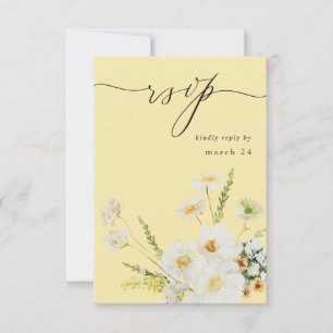 White & Yellow Floral w Meal RSVP 2 Yellow Card
