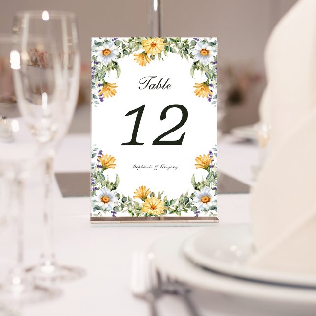White Yellow Florals Wedding Table Number (Creator Uploaded)
