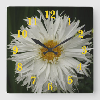 White Yellow Flower Square Wall Clock