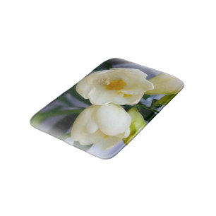 white yellow freesia bath mat