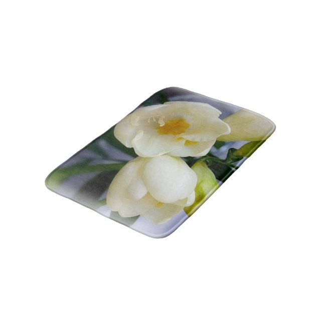white yellow freesia bath mat (Angled)