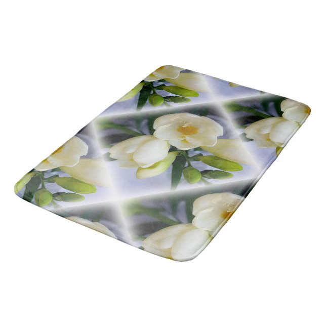 white yellow freesia bath mat (Angled)