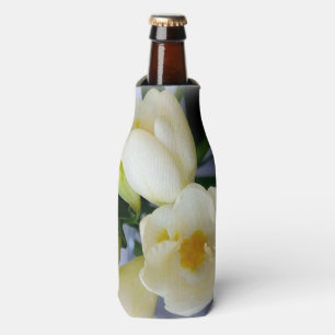 white yellow freesia bottle cooler