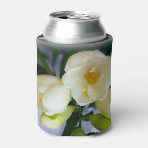 white yellow freesia can cooler