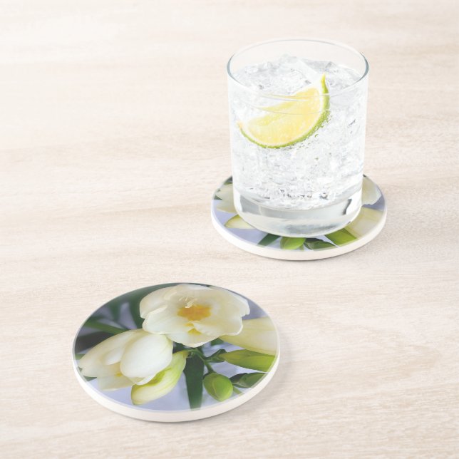 white yellow freesia coaster (Side)