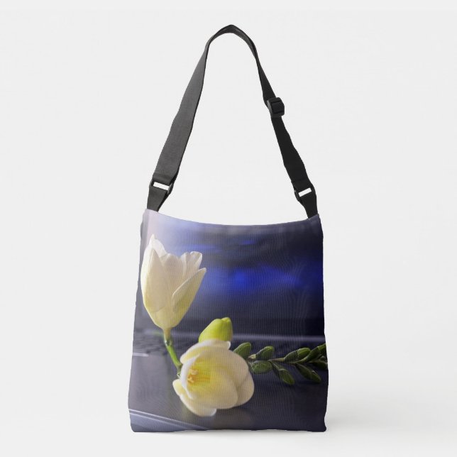 White yellow freesia crossbody bag (Front)