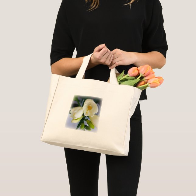 white yellow freesia mini tote bag (Front (Product))