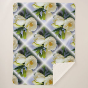 white yellow freesia sherpa blanket