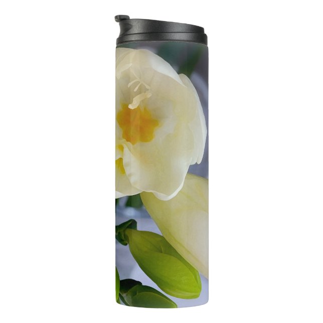 white yellow freesia thermal tumbler (Rotated Right)