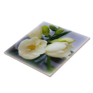 white yellow freesia tile