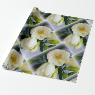 white yellow freesia wrapping paper