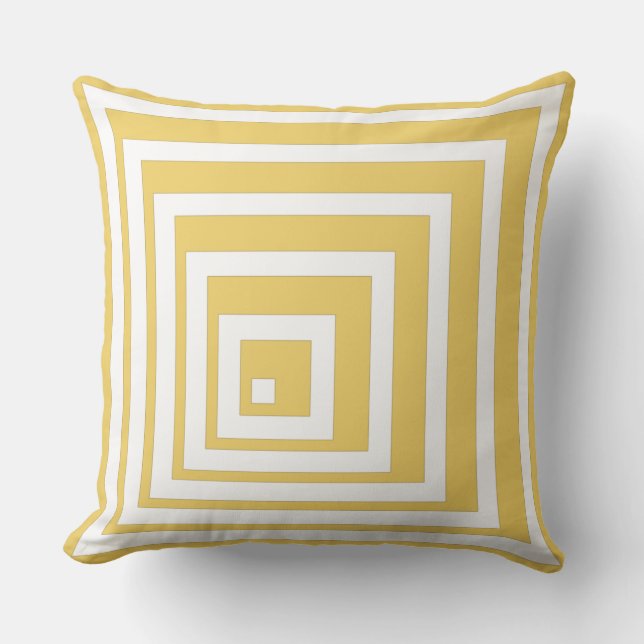White&Yellow Geometric Corner Pattern-Throw Pillow (Front)