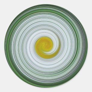 White, yellow, green spiral pattern classic round sticker