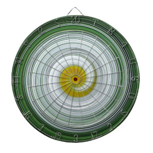 White, yellow, green spiral pattern dartboard