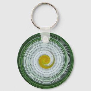White, yellow, green spiral pattern key ring