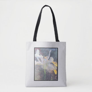 White Yellow Iris Elegant Floral Photo Tote Bag