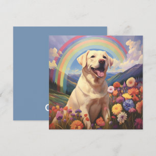 White Yellow Lab Rainbow Memorial Bridge Dog Name Card