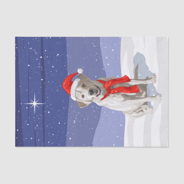 White Yellow Labrador Retriever in Santa Hat Tissue Paper (Front)