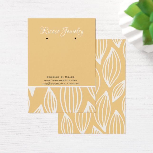 White Yellow Leaf Pattern Earring Background (Desk)