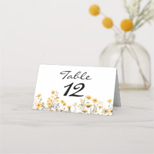 White Yellow Meadow Wildflowers Place Card