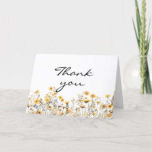 White Yellow Meadow Wildflowers Thank You Card