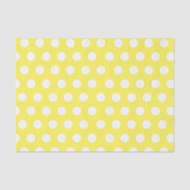 White & Yellow Medium Polka Dot Party Tissue Paper (Front)