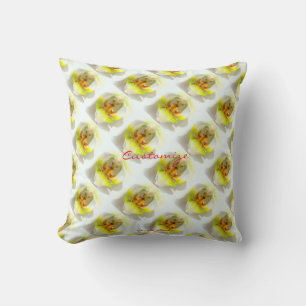 white/yellow orchids floral Thunder_Cove Cushion