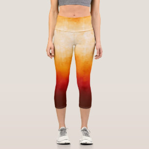 White Yellow Red rustic ombre stylish Capri Leggings