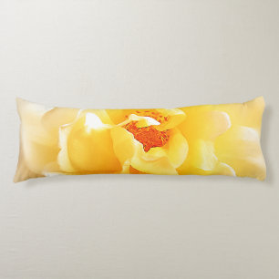 White Yellow Rose Soft Light Colors Body Cushion