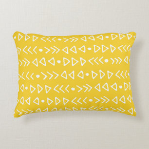 White Yellow Triangle Arrow Pattern Decorative Cushion