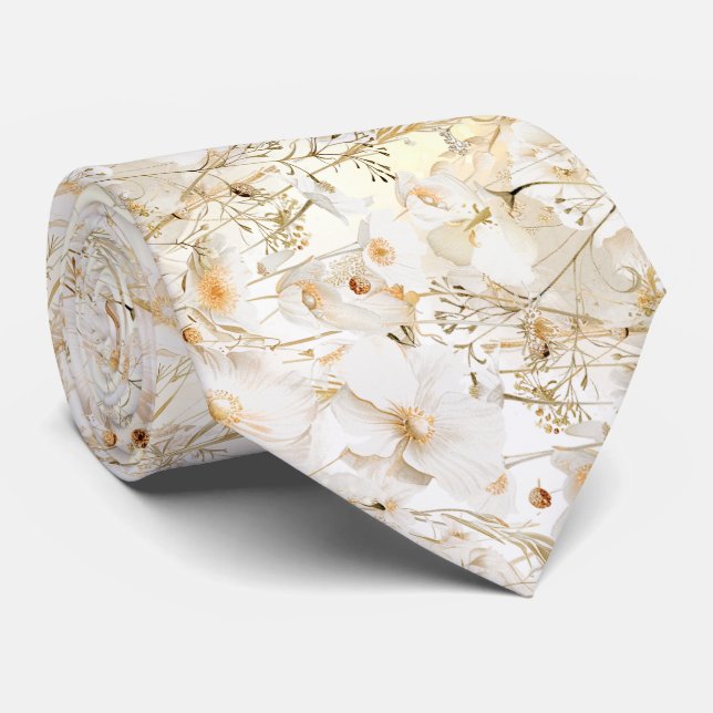 white yellow wildflowers tie (Rolled)