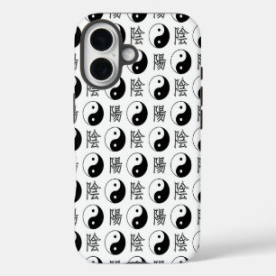 White Yinyang Symbol Chinese Pattern iPhone 16 Case