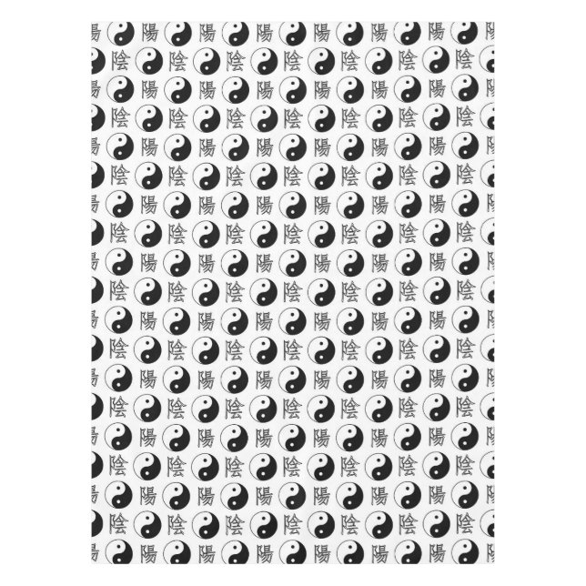 White Yinyang Symbol Chinese Pattern Tablecloth (Front)