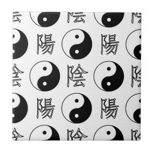 White Yinyang Symbol Chinese Pattern Tile