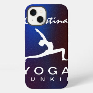 White Yoga Pose Silhouette Blue Background Slim iPhone 13 Case