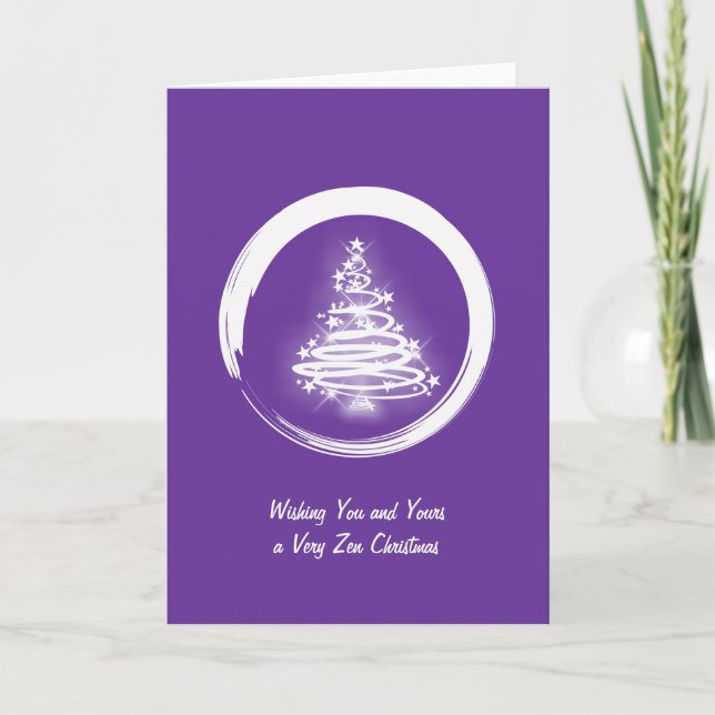White Zen Christmas Tree Holiday Card (Front)