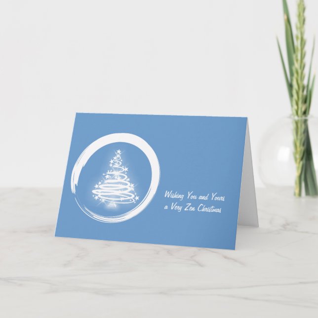 White Zen Christmas Tree Holiday Card (Front)