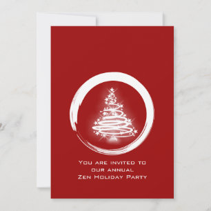 White Zen Christmas Tree Invitation