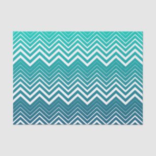 White Zigzag Chevron And Blue Green  Background Tissue Paper