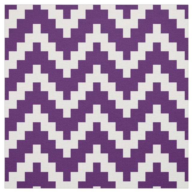 White Zigzag Ikat & Custom Purple Background Fabric (Swatch)