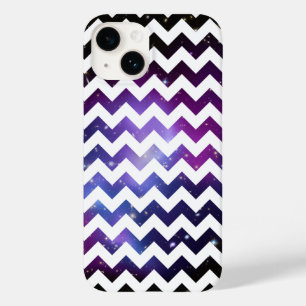 White Zigzag Purple Galaxy Cluster Case-Mate iPhone 14 Case