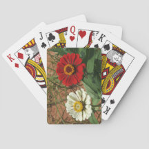 White Zinnia and Red Zinnia Classic Playing Cards